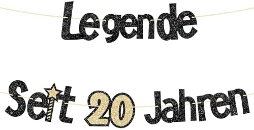 Glitzer 20. Geburtstag Banner, Legende Seit 20 Jahren Girlande, Deko 20 Geburtstag Mann für Männer und Frauen 20. Geburtstagsfeier, Jubiläum 20 Jahre Party (Legende Seit 20 Jahren Gold)