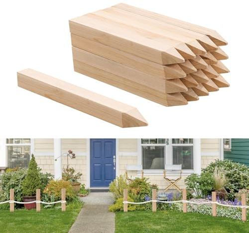 VEVOR Piquets de Clôture Jardin en Bois, Lot de 20, Poteaux Bois à Pointe 25,4 x 25,4 x 304,8 mm, Piquets pour Clôtures Anti-érosion, Délimiter Les Zones de Jardin, Support de Croissance de Plantes
