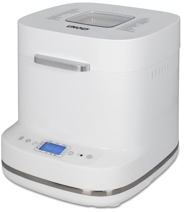 Unold Backmeister Bernd 68120, bis 1000 g Gewicht, 19 Programme, individuelles Programm, Zeitvorwahl, Antihaftbeschichtet, LCD-Display, entnehmbare Backform, 550 Watt, Weiß