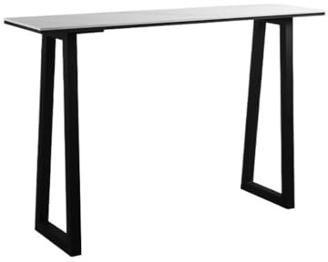 wpenshiDM125 Table de Bar rectangulaire Simple et Longue 120 cm avec Cadre en métal, idéale for la Cuisine, Salle à Manger Le Salon Table terrasse pub(Blanc)