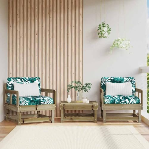 LoogCape Gartenstühle Holz 2er Set, Imprägniertes Kiefernholz, Outdoor Terrassenmöbel mit Weichen Kissen, Robustes Design, Max. 110 kg Traglast pro Sitz, Ideal für Garten, Balkon, Patio