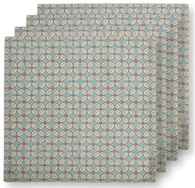 Pip Studio Blooming Tales Bustani Khaki-Blue Stoffservietten 40x40cm Set4