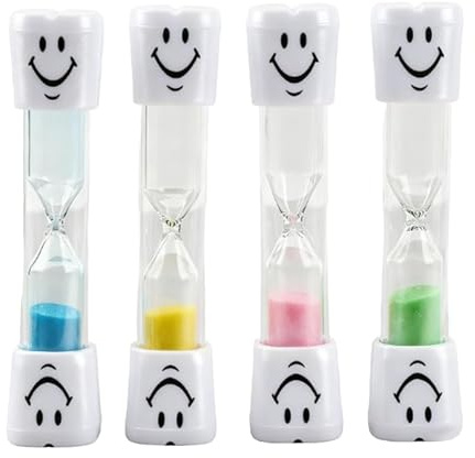 Juego de 4 relojes de arena para niños, reloj de arena de 3 minutos para cepillarse los dientes de los niños, relojes de arena sonrisa, temporizador de cepillado de dientes, para cepillarse los