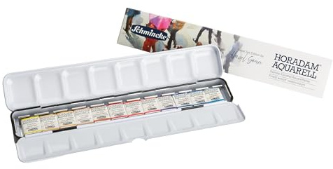 Schmincke HORADAM AQUARELL Farbkasten Metall mit 12 Farben, 74 666 097