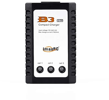 YUNIQUE GREEN-CLEAN-POWER - Caricatore LiPo B3 10W | Bilanciamento per Batteria Litio 2S-3S 7.4V 11.1V | Compatto, Alta Precisione, 3 LED Indicativi, Nero, Plastica
