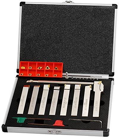 OSCARBIDE 9 pcs 1/2Shank Nickel Plated Metal Lathe Tool & Boring Bar Set