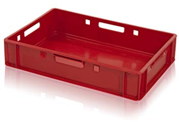 kistenkind Fleischkiste E1 rot 60x40x12,5 Metzgerkiste Eurobehälter inkl. Zollstock