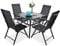 PHIVILLA Gartenmöbel Wetterfest Outdoor Terrassenmöbel Balkonmöbel Sitzgruppe Gartenstühle Klappar Aluminium 6X Verstellbar, Gartentisch mit Stühlen Gartenmöbel Set (Schwarz)