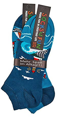 Damen Sneaker Socken (2 Paar) witzig 42-47 Leuchtturm
