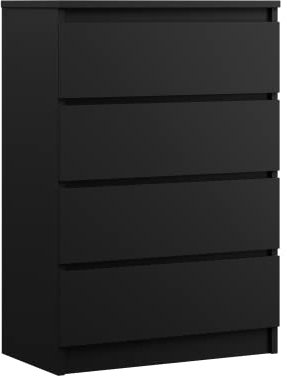 3E 3xE living.com Kommode mit 4 Schubladen, Farbe: Schwarz Matt, H: 97 cm, B: 70 cm, T: 40 cm