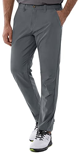 33,000ft Herren-Golfhose, leicht, klassische Passform, Stretch, schnell trocknend, atmungsaktiv, Arbeitshose mit Taschen, grau, 40