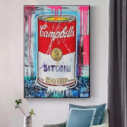 Hooe England™ Graffiti Campbell Bitcoin Soup Dose Design Wasserfeste Tinte Wandkunst Bild Malerei Poster Vintage Wohnkultur Geschenk Kein Rahmen 70x100cm