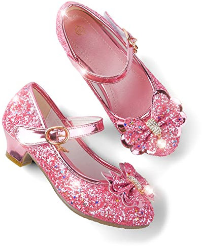 JerrisApparel Prinzessin Schuhe Mädchen Karneval Party Hochzeit Mary Janes (32 EU, Rosa)