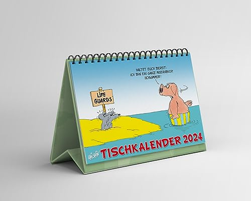 Uli Stein Kalender 2026- Tischkalender stehend + 5 Postkarten Geschenk - Tischkalender für 2026 - Jahreskalender 2026 mit 12 Seiten & Spiralbindung - Cartoon Kalender