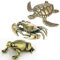 SnowOwl 3 Stück Messing Krabbe Schildkröte Frosch Figur Vintage Messing Tier Skulptur Bronze Sammlerstücke Statuen Schreibtisch Dekoration Handwerk Geschenk Messing Tee Haustier Zuhause Wohnzimmer