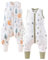 Chilsuessy 2er Pack Baby Schlafsack mit Beinen 1.5 Tog Schlafsack 100% Baumwolle Ganzjahres Schlafsack mit Füßen Babyschlafsack Kinder, 1.5 Tog Eichhörnchen + Waldbär, 70cm/Baby Höhe 75-85cm