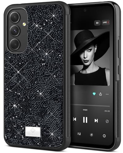 BEZ Handyhülle für Samsung Galaxy A54 5G Hülle Glitzer, Sparkle Diamond Crystal Bling Hülle mit Bling & Co. Serie für Samsung A54 5G, Jet Schwarz