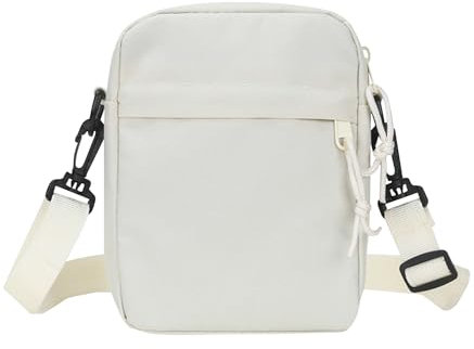 Umhängetaschen,Herrentasche zum Umhängen Klein, Schultertasche,Mini Solid Crossbody,Kuriertasche aus Nylon, kleine umhängetasche damen,Handy Umhängetasche für Reisen, Sport, Laufen, Wandern (Weiß)