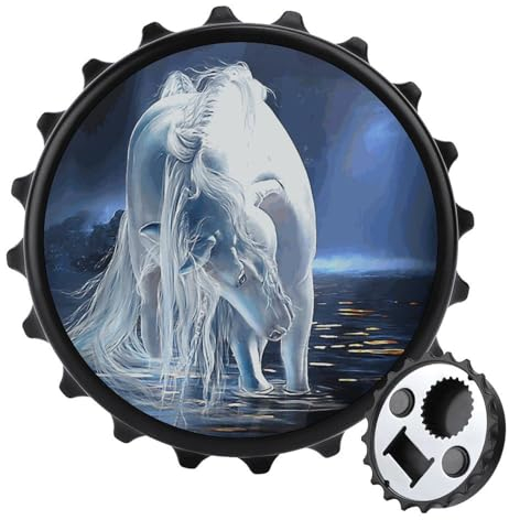 White Noble Horse Magnetic Bottle Opener Personalized Beer Opener Bottle Cap Fridge Magnets for Home Kitchen Black-style