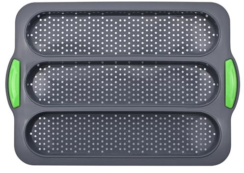 Molde para hornear pan de silicona, apto para baguettes y baguettes, con revestimiento antiadherente, reutilizable, apto para hornear en la cocina