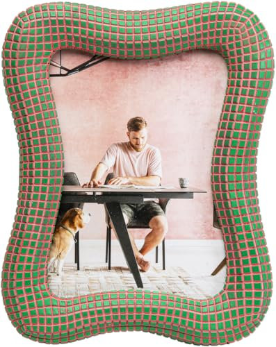 Kare Cadre photo design Wavy - Peint à la main - Unique - Possible - Montage mural possible - Design moderne - Taille A5 - Idée cadeau - 23 x 18 x 2 cm (H x l x P)