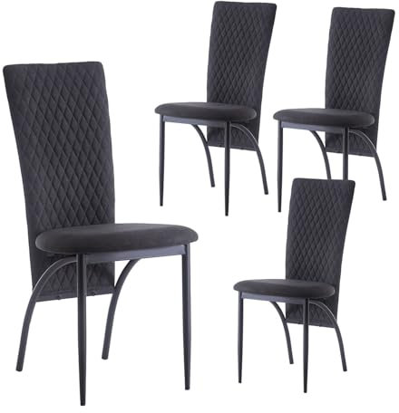 B&D home Esszimmerstühle THADDÄUS im 4er Set | Stühle für Esszimmer, Wohnzimmer & Küche | Hochlehner Polsterstühle | Komfortabler Küchenstuhl in Anthrazit | Modernes Design, stabil & bequem