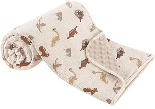 Susurration Coperta in Cotone per Neonati, Coperta per Dormire per Bambini in Mussola Traspirante per 75x100cm Applicabile a Bambini e Ragazze (Stampa Dinosauro)
