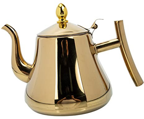 OFFSCH Tetera De Acero Inoxidable Con Infusor Integrado Capacidad Diseño Resistente y Práctico Para Café y Té Mango Cómodo y Vertido Fino Para Cocina Diaria