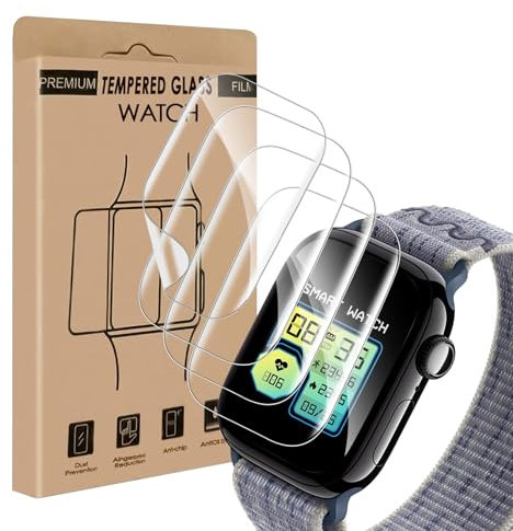 Bodyguard 4 pièces Verre Trempé pour Apple Watch Series 10(42mm), pas de bulles vitre protection, Résistant aux Rayures, Haute Sensibilité, Souple TPU Film, Ultra HD iWatch 10 42mm protection écran