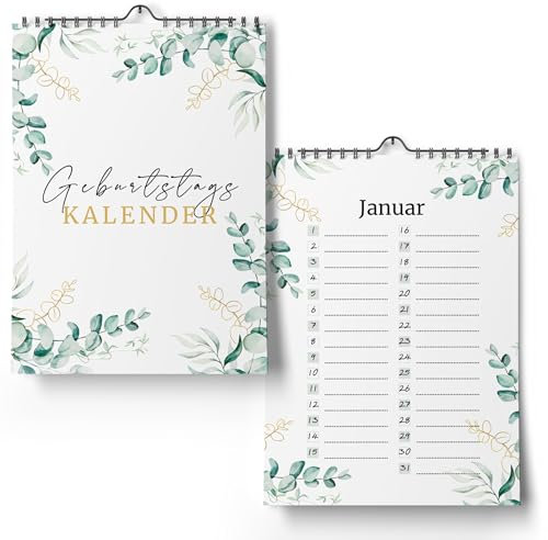 Geburtstagskalender jahresunabhängig - Immerwährender Kalender undatiert zum Eintragen von Geburtstagen (Eukalyptus, A5)