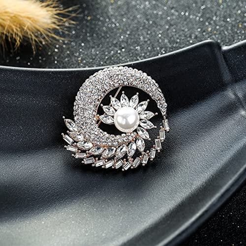 JYBNBBE Broche décorative élégante en Cristal Bleu foncé/Blanc pour Femme, Jolie Broche, Accessoires, Broche pour Femme,Rose Gold