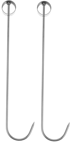 FELTECHELECTR 2pcs Heavy Duty Stainless Steel Meat Hangers Kitchen Meat Fish Hooks Slaughter Hook for Smoking Drying BBQ Grilling