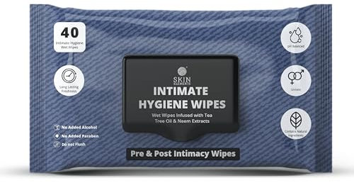 Skin Elements Intimate Hygiene Wet Wipes | Unisex | pH balanced | Tea Tree Oil & Neem Extracts | 40 Intimate Hygiene Wipes | For Pre and Post Intimacy (40 count (Pack of 1))