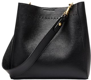 PADGCNOR Weiches Leder Tote Bag Leder Casual Shopper Umhängetasche Pendler Große Eimer Handtasche Einfache Frauen Tote Unterarm Taschen(Black)