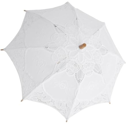 HONITANO Brautschirm Spitzen-regenschirm Weißer Großer Spitzen-schirm mit Feiner Stickerei für Hochzeit Fotografie Tanz Requisit Elegant und Leicht