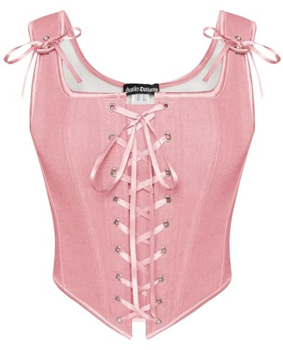 SCARLET DARKNESS Corset Renaissance vintage à lacets pour femme - Gilet paysan médiéval pour robe corset