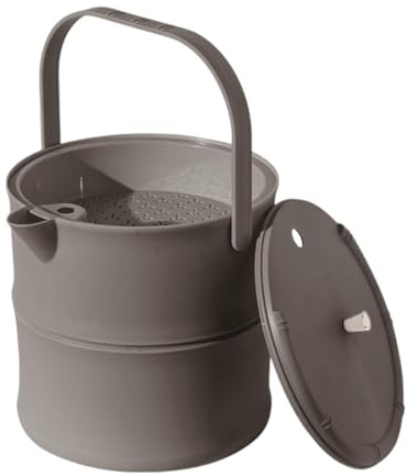 Qectial Tea Wastewater Bucket, Trash Can, Large Residue, Portable, for Ceremony Accessories with Sieve, Container, Waste Bin, Gray