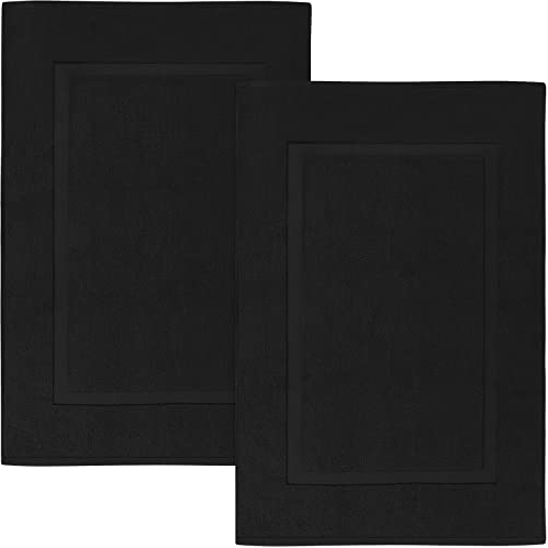 Utopia Towels - 2 alfombras de baño de algodón, (53 x 86 cm), 100% algodón Hilado en Anillos - Toalla de baño para Ducha Altamente Absorbente y Lavable a máquina (Negro)