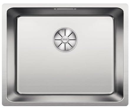 BLANCO ANDANO 500-U 522967 Fregadero para montaje bajo encimera, seno bajo encimera, con sistema de desagüe InFino, acero inoxidable satinado