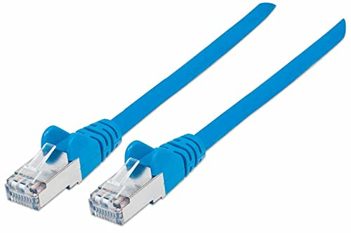 Intellinet Network Patch Cable, Cat7 Cable/Cat6A Plugs, 0.5m, Blue, Copper, S/FTP, LSOH / LSZH, PVC, RJ45, Gold Plated Contacts, Snagless, Booted, Polybag