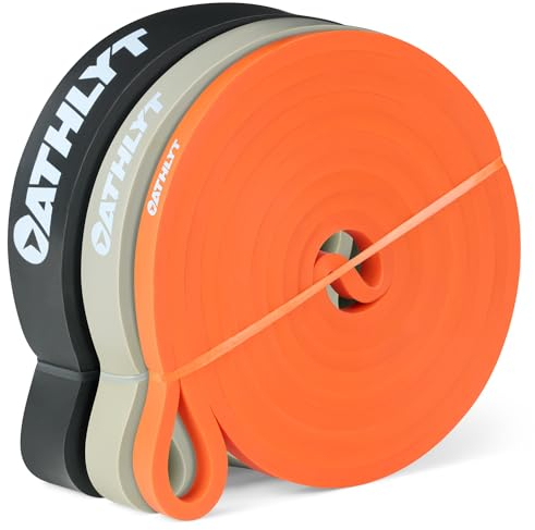 Athlyt Set of 3 Gym Resistance Bands in Grey/Black/Orange Unisex – In Home Fitness & Home Gym Training – Gym Equipment for Home – Mens Resistance Bands – Work Out Equipment for Women