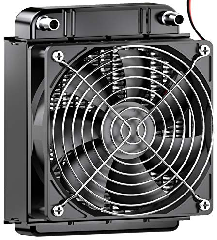 Clyxgs Water Cooling Radiator, 8 Pipe Aluminum Heat Exchanger Radiator with Fan for PC CPU Computer Water Cool System DC12V 80mm Black