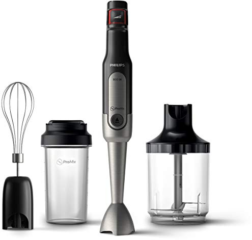 Philips Batidora de mano Viva Collection HR2652/90 - Batidora de varillas de 800 W con sistema de velocidad SpeedTouch, tecnología ProMix, picadora XL, levantaclaras y vaso portátil on the go