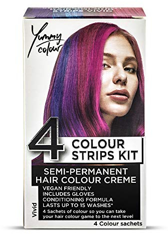 Stargazer Products Semi-permanentes Haarfärbemittel-Streifen-Kit in 4 Farbtönen Yummy Colour - Lebendig, 40 ml