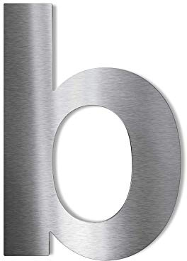 Metzler® Hausnummer Edelstahl selbstklebend mit modernem Design und Montage ohne Bohren Silber 75mm hoch pflegeleicht wetterfest Arial Schrift 3D Optik für Außenbereich Haustür Buchstabe b