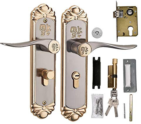 Venta loca Cerradura de Puerta con manija Interior, Cilindro de Cerradura de Puerta con manija Duradera Europea con Llaves