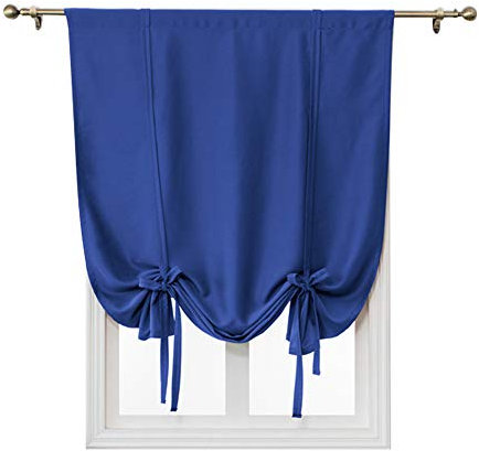 ele ELEOPTION Tenda Oscurante Semplice con Lacci, con Tasca per Asta, per Isolamento Termico, Oscurante, per Camera da Letto, Soggiorno, Cucina, Finestra Piccola, Poliestere (117x137cm, Blu Scuro)