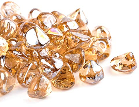 Chilli Cosmos Feuerglas Diamant 2,5 cm Feuerstelle Glassteine für Propan oder Gasfeuerstelle (4,5 kg, Rosa Champagner) Geschenkpaket