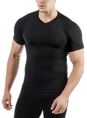 Relaxsan Camiseta Térmica Hombre Manga Corta, 3010 | Camiseta Interior con Lana Merino, Cuello en V, Transpirable, Made in Italy