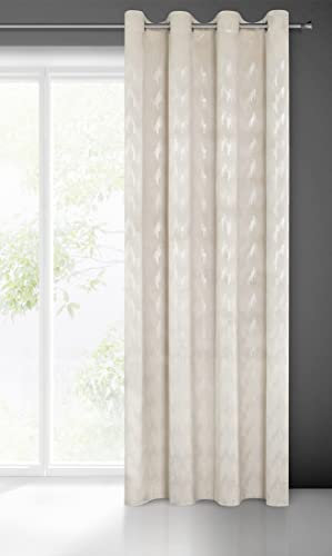 Eurofirany Vorhänge CHILL Samtvorhänge Pailetten Muster Ösen Velours Ösenschal Samt Blickdicht Prachtvolle Eleganz Gemustert (Beige)